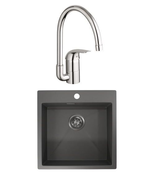 Комплект Мойка Granula 5151, графит матовый + Смеситель Grohe Euroeco 32752000