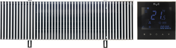 Конвектор отопления KVZ Compact KVZ-Vent-230-80-1800-3V-UA/RRA-230-1800-A с решеткой, термостат черный