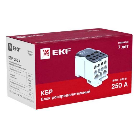 Блок распределительный КРОСС крепеж на панель и DIN КБР-250А EKF plc-kbr250 Блок распределительный КРОСС крепеж на панель и DIN КБР-250А EKF plc-kbr250
