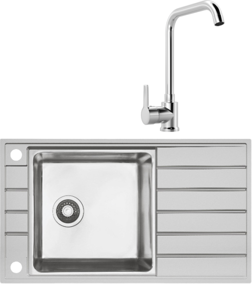 Комплект Мойка Seaman Eco Roma SMR-8650A 86x50, нержавеющая сталь + Смеситель MEGA Ege MG-PL10 глянцевый хром, хром