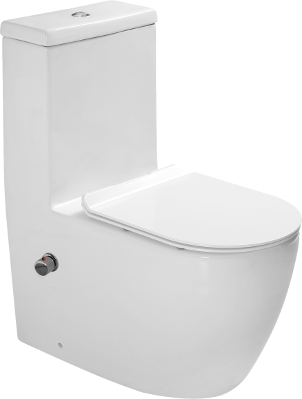 Унитаз-моноблок напольный SantiLine SL-5011SM-BD безободковый, с микролифтом, встроенный смеситель