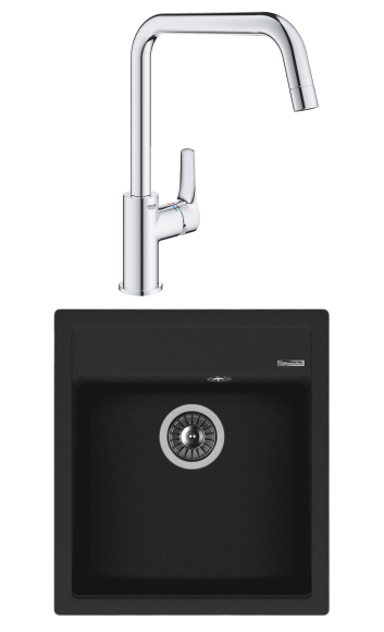 Комплект Мойка Florentina Липси 460 антрацит + Смеситель Grohe Eurosmart