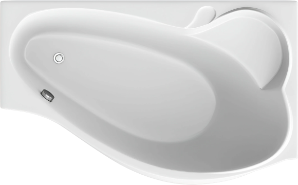 Акриловая ванна Marka One Gracia R 160x95 см, угловая, правая, пристенная, белая, асимметричная, с каркасом, с сиденьем