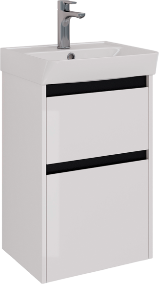 Тумба под раковину без столешницы Lemark Combi 45 черная, белая глянцевая