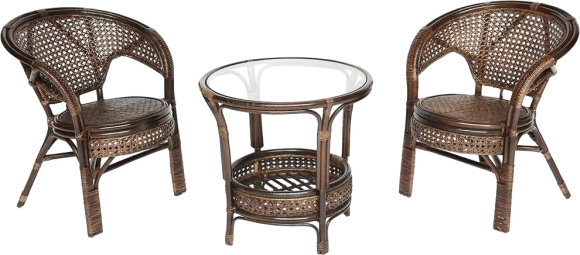 Комплект садовой мебели TetChair Pelangi (стол + 2 кресла), без подушек, ротанг, walnut