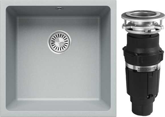 Комплект Мойка Tolero Classic R-128 платина + Измельчитель Bone Crusher BC 610-AS