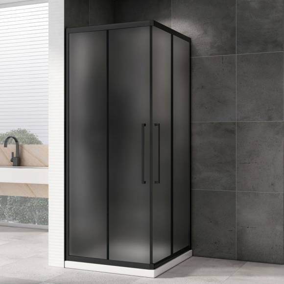 Душевой уголок Abber Schwarzer Diamant AG02090BMH 90x90, профиль черный матовый, стекло матовое Душевой уголок Abber Schwarzer Diamant AG02090BMH 90x90, профиль черный матовый, стекло матовое