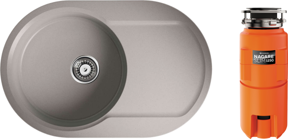 Комплект Мойка Omoikiri Manmaru 78-GR leningrad grey + Измельчитель Nagare slim 1250