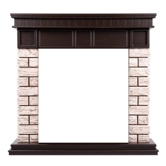 Портал Firelight Bricks Wood Classic камень коричневый, шпон темный дуб