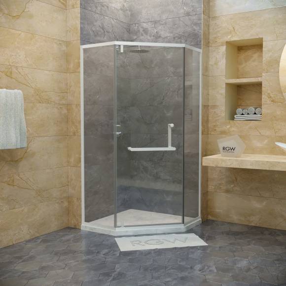 Душевой уголок RGW Hotel HO-084-W, 100x100x195 см, профиль белый, стекло прозрачное