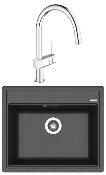 Комплект Мойка Florentina Липси 600 антрацит + Смеситель Grohe Minta 3291800E хром