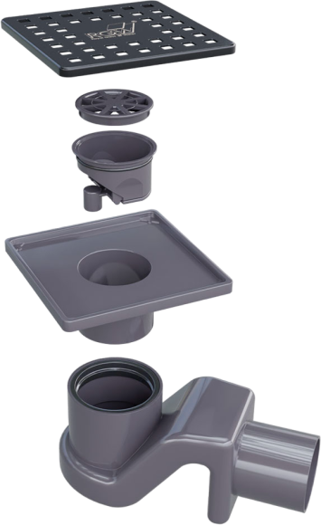 Душевой трап RGW Shower Drain SDR-14, 11х11 см, черный