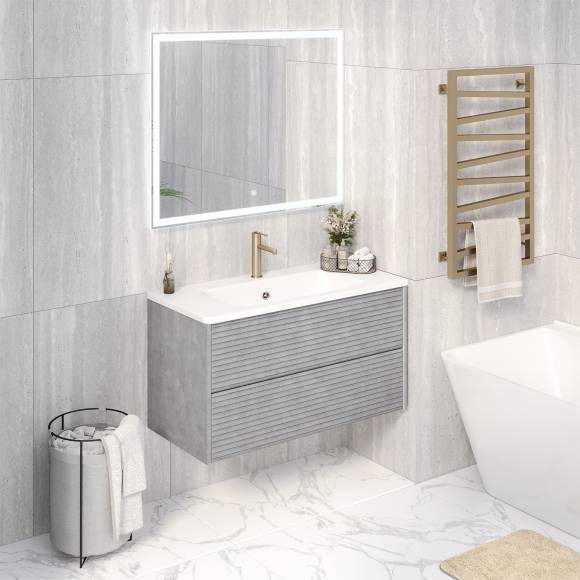Тумба под раковину Aqua de Marco Parma 100 подвесная, дымчатая серая