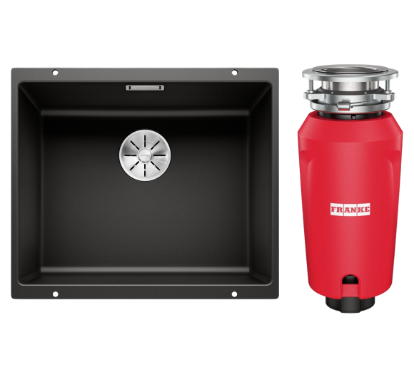 Комплект Мойка Blanco Subline 500-U Silgranit, черная + Измельчитель Franke 134.0715.094