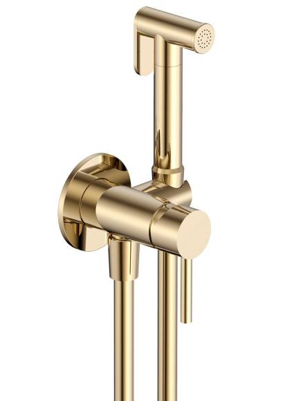 Смеситель для биде с гигиенической лейкой (скрытый монтаж, латунная лейка), Brushed gold, AQUAme AQM6217GG Siena Смеситель для биде с гигиенической лейкой (скрытый монтаж, латунная лейка), Brushed gold, AQUAme AQM6217GG Siena