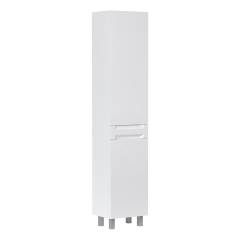 Шкаф пенал для ванной EQUIL Corner 40, напольный, с корзиной,  глянцевый белый