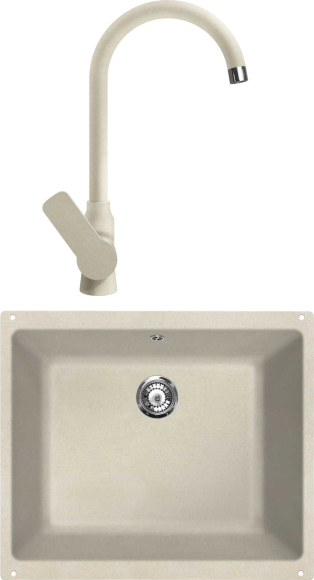 Комплект Мойка Lava U1 crema + Смеситель SG07 CRE crema