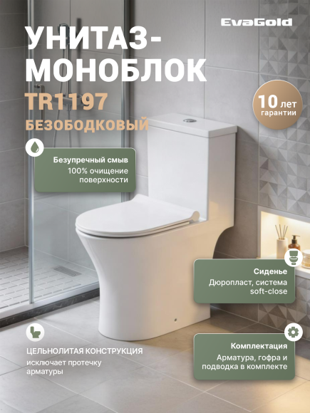 Унитаз-моноблок напольный EvaGold TR1197 Унитаз-моноблок напольный EvaGold TR1197