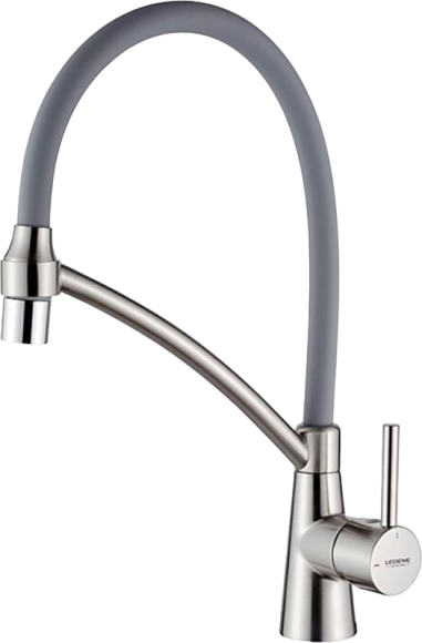 Смеситель для кухни Ledeme L4399A-9 с гибким изливом, сатин, серый