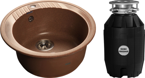 Комплект Мойка GranFest Rondo GF-R520 терракот + Измельчитель Bone Crusher BC 810-AS