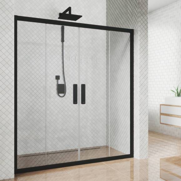 Душевая дверь в нишу Kubele DE019 D4-CLN-BLMT 225 см, профиль матовый черный