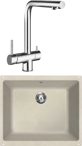 Комплект Мойка Lava U1 crema + Смеситель SG14 CR chrome