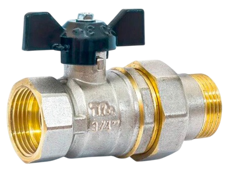 Шаровой кран TeRma NEOS 32024 3/4", вн-нар, с американкой, ручка бабочка