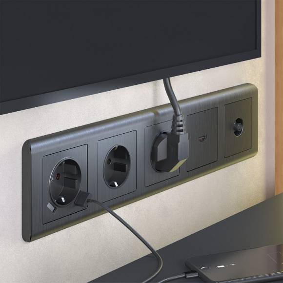 Накладка для розетки HDMI Werkel графит рифленый W1196004 Накладка для розетки HDMI Werkel графит рифленый W1196004