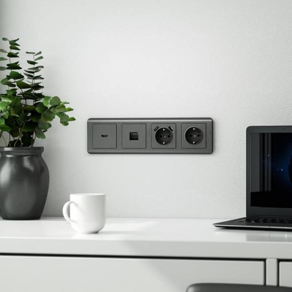 Накладка для розетки HDMI Werkel графит рифленый W1196004 Накладка для розетки HDMI Werkel графит рифленый W1196004