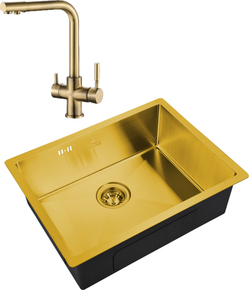 Комплект Мойка Steel Hammer SH 5844 BRONZE бронза + Смеситель SH 552 BRONZE