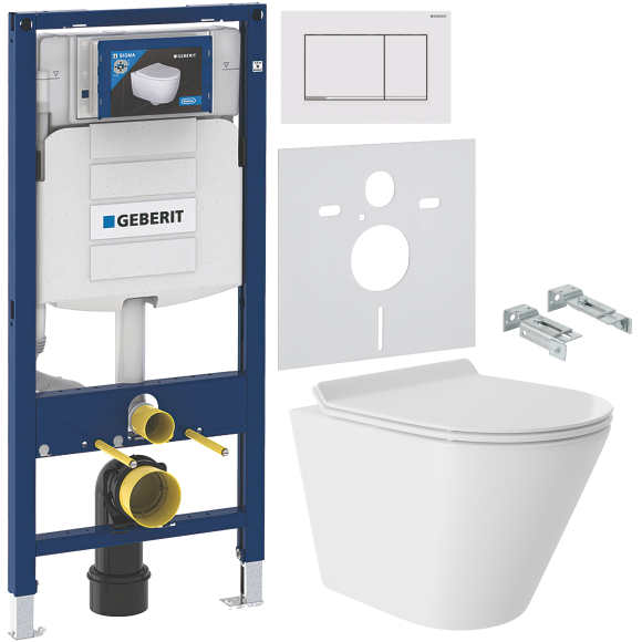 Комплект Унитаз подвесной Aqueduto Cone Tornado CONT0110 + Крепления Geberit Duofix 111.815.00.1 к стене + Инсталляция UP 320 111.300.00.5 + Кнопка Sigma 30 115.883.JT.1 белая матовая, хром глянцевый + Звукоизоляция 156.050.00.1