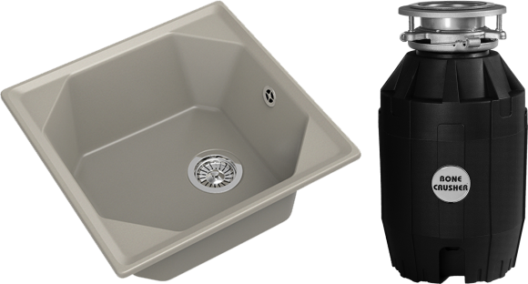 Комплект Мойка GranFest Unique U-500 топаз + Измельчитель Bone Crusher BC 810-AS