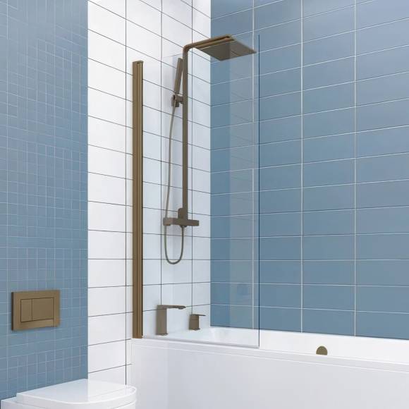 Шторка на ванну Kubele DE020 DE020P601-CLN-BR- 55х150 150х55, профиль бронза светлая