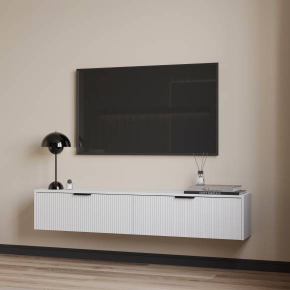 Тумба для ТВ DIWO Краснодар подвесная 160x27x30 белый, ручка черный