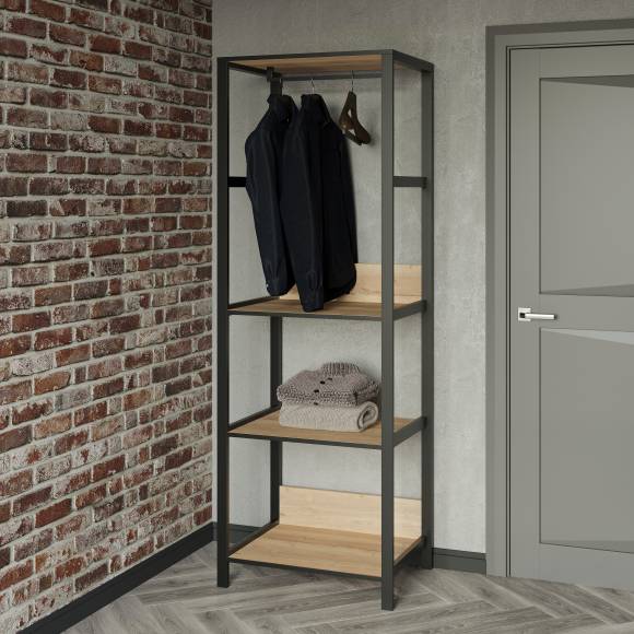 Шкаф-стеллаж DIWO Элиста дуб крафт золотой, черный