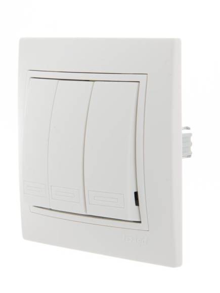 Выключатель 3-кл. СП Mira 10А IP20 с бел.вставкой бел. LEZARD 701-0202-109 Выключатель 3-кл. СП Mira 10А IP20 с бел.вставкой бел. LEZARD 701-0202-109