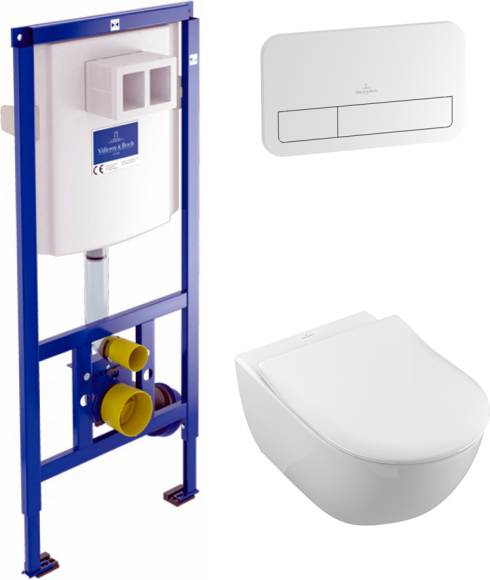 Комплект Унитаз подвесной Villeroy & Boch Subway 2.0 5614R201 alpin + Кнопка Viconnect 9224 9068 белая + Инсталляция 9224 6100