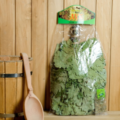 Веник Экстра из кавказского дуба в инд.упаковке + чайный напиток Утро