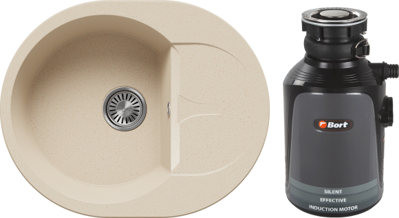 Комплект Мойка Polygran Atol 855533 62x50, опала, искусственный мрамор + Измельчитель Bort Alligator Plus электрический, нержавеющая сталь Комплект Мойка Polygran Atol 855533 62x50, опала, искусственный мрамор + Измельчитель Bort Alligator Plus электрический, нержавеющая сталь