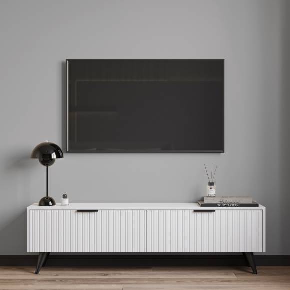 Тумба для ТВ DIWO Краснодар напольная 160x45x27 белая, ручка черная