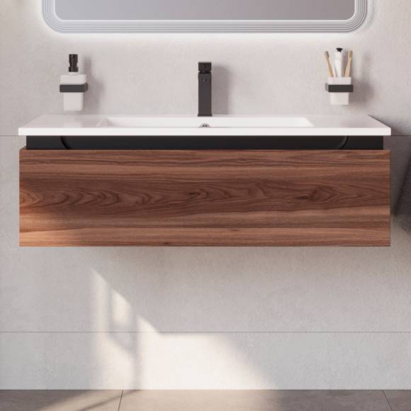 Тумба под раковину Cezares Slider 100 подвесная, 1 ящик, дымчатый орех