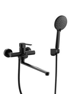 Смеситель с длинным изливом для ванны Agger Easy A3121144 черный матовый Смеситель с длинным изливом для ванны Agger Easy A3121144 черный матовый