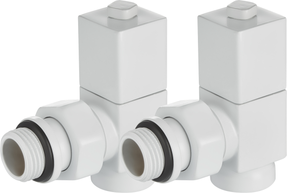 Комплект запорных вентилей Royal Thermo Cube 1/2" М30х1,5 угловые, белый