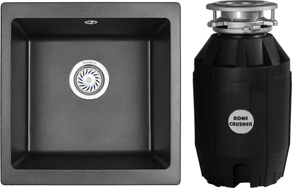 Комплект Мойка Granula 4451, черный + Измельчитель Bone Crusher BC 810-AS