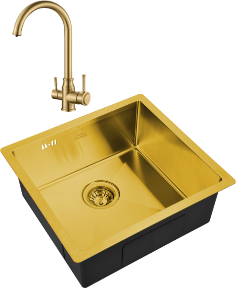 Комплект Мойка Steel Hammer SH 4844 BRONZE бронза + Смеситель SH 763 INOX BRONZE PVD