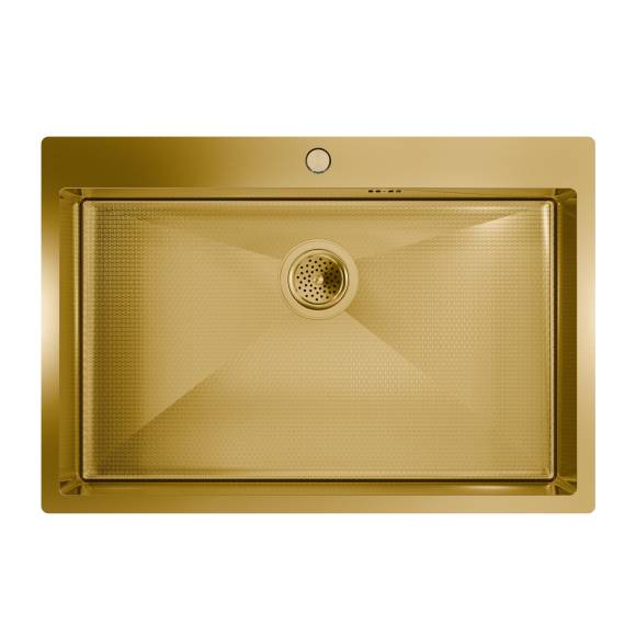 Мойка кухонная Floracio Steel F.7551.GDD матовое золото, декор