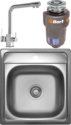 Комплект Мойка Ukinox Классика + Смеситель MEGA Life MG-TK06 хром + Измельчитель Bort Titan Max Power FullControl Комплект Мойка Ukinox Классика + Смеситель MEGA Life MG-TK06 хром + Измельчитель Bort Titan Max Power FullControl