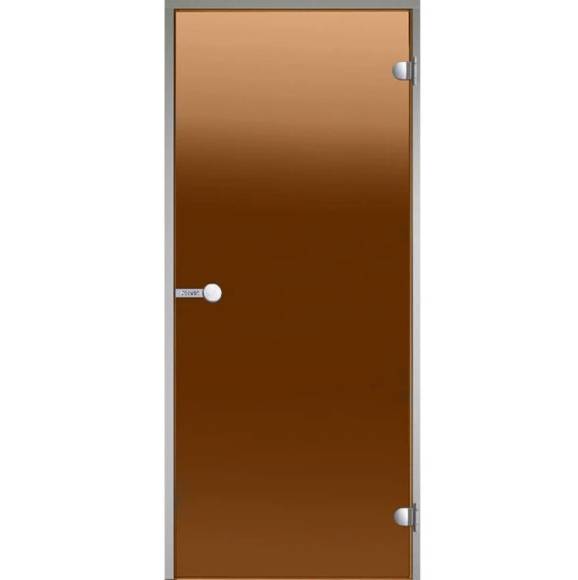 Дверь для сауны Harvia стеклянная 7/19 (коробка алюминий бронза DA71901)