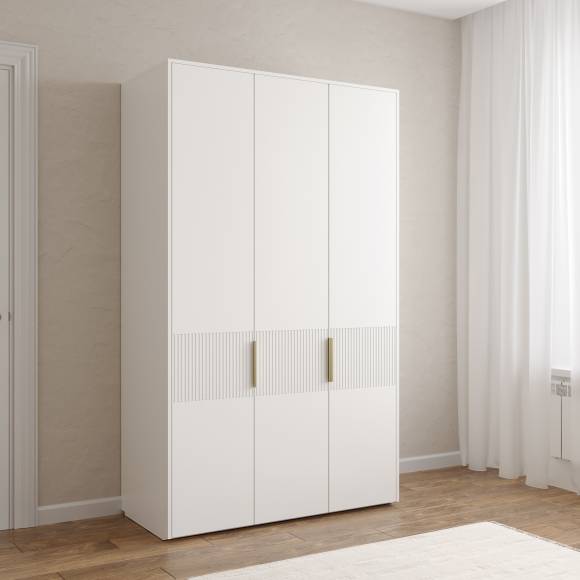 Шкаф для одежды DIWO Краснодар 120x200x55 см, треxдверный, белый, ручка золото