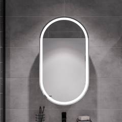 Зеркало-шкаф STWORKI Мальмё МВК074 45 с подсветкой, белое, прямоугольное, навесное, овальное, в стиле лофт